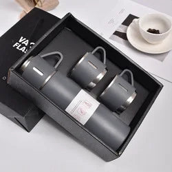 Stainless Steel Vacuum Flask Set, 500ml With 2cups (Random Color)