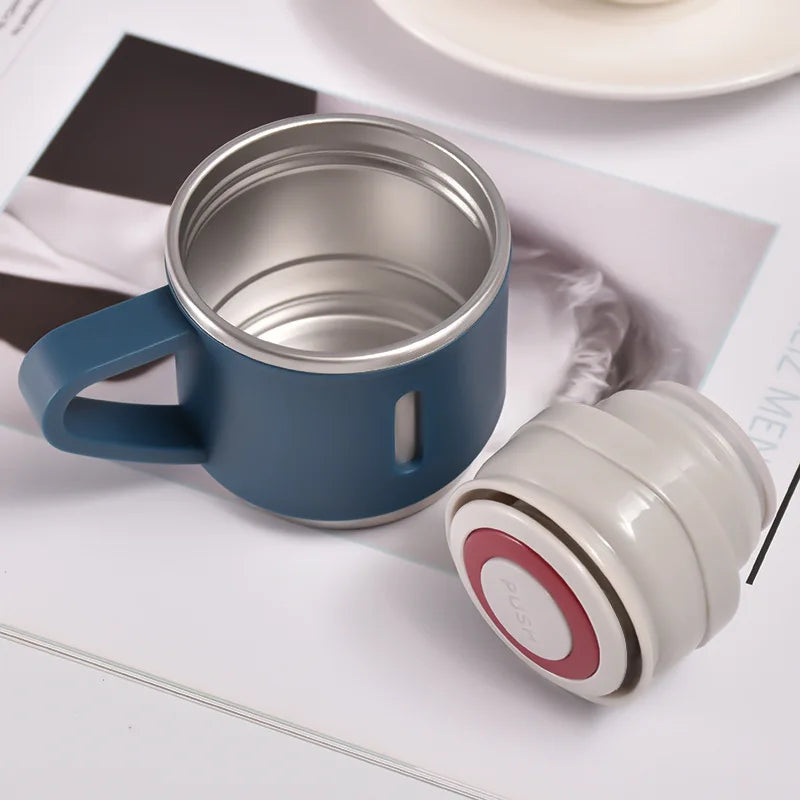 Stainless Steel Vacuum Flask Set, 500ml With 2cups (Random Color)