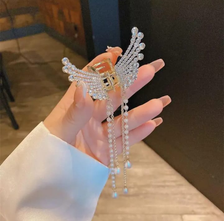 Zircon Butterfly Hair Claw – Korean Style Elegant Hair Clip