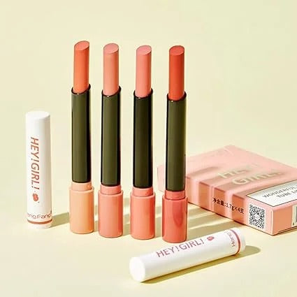 Heng Fang Hey Girl Lipstick Pack of 4 – Original Velvet Matte Lipsticks with Long Lasting Colors