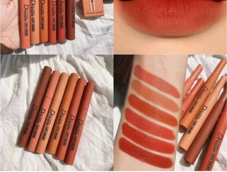 Hang Feng Dream Lipstick Pack – Premium Lip Colors in Papaya, Orange, Pink, Rust, Pumpkin & Tangerine Shades for Long-Lasting Smooth Finish