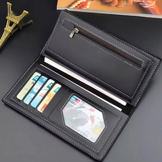 Slim & Stylish Long PU Leather Wallet | Unisex Clutch & Card Holder for Men & Women