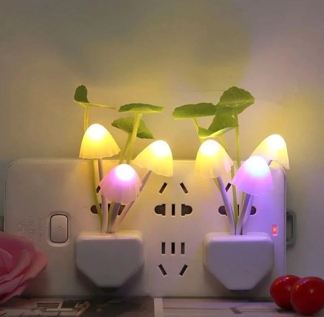 Mushroom LED Night Light For Home  (Random-Color)