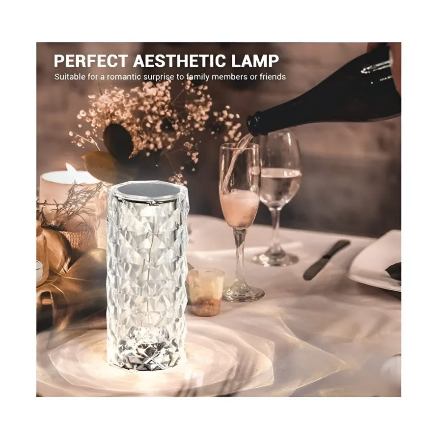 16 Colors Diamond Rose Crystal Lamp Bedside Acrylic Table Lamp | Led Diamond Touch Lamp With Remote