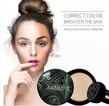 SUNISA Foundation Base 20g Waterproof Mushroom Head Air Cushion BB Cream Nude Liquid Foundations (with yanqina 36H liner )