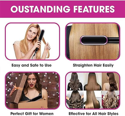 Hair Straightening Comb/Brush, Curling Comb Dual-Purpose Hair Straightener Styling Comb, Splint Does Not Damage The Inner Buckle for Professional Salon at Home (Random Color)