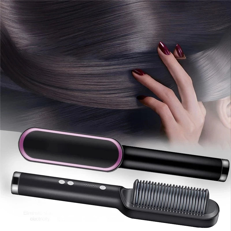 Hair Straightening Comb/Brush, Curling Comb Dual-Purpose Hair Straightener Styling Comb, Splint Does Not Damage The Inner Buckle for Professional Salon at Home (Random Color)