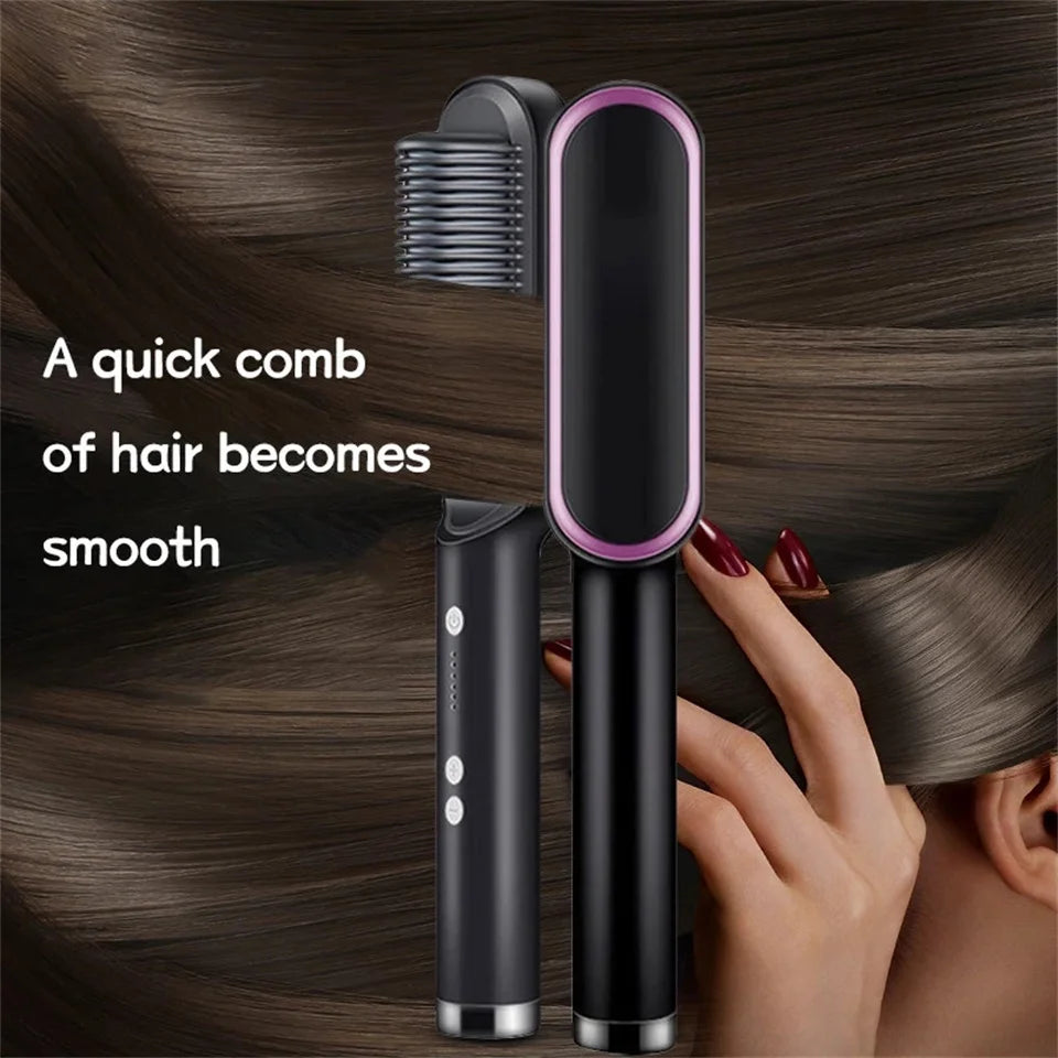 Hair Straightening Comb/Brush, Curling Comb Dual-Purpose Hair Straightener Styling Comb, Splint Does Not Damage The Inner Buckle for Professional Salon at Home (Random Color)