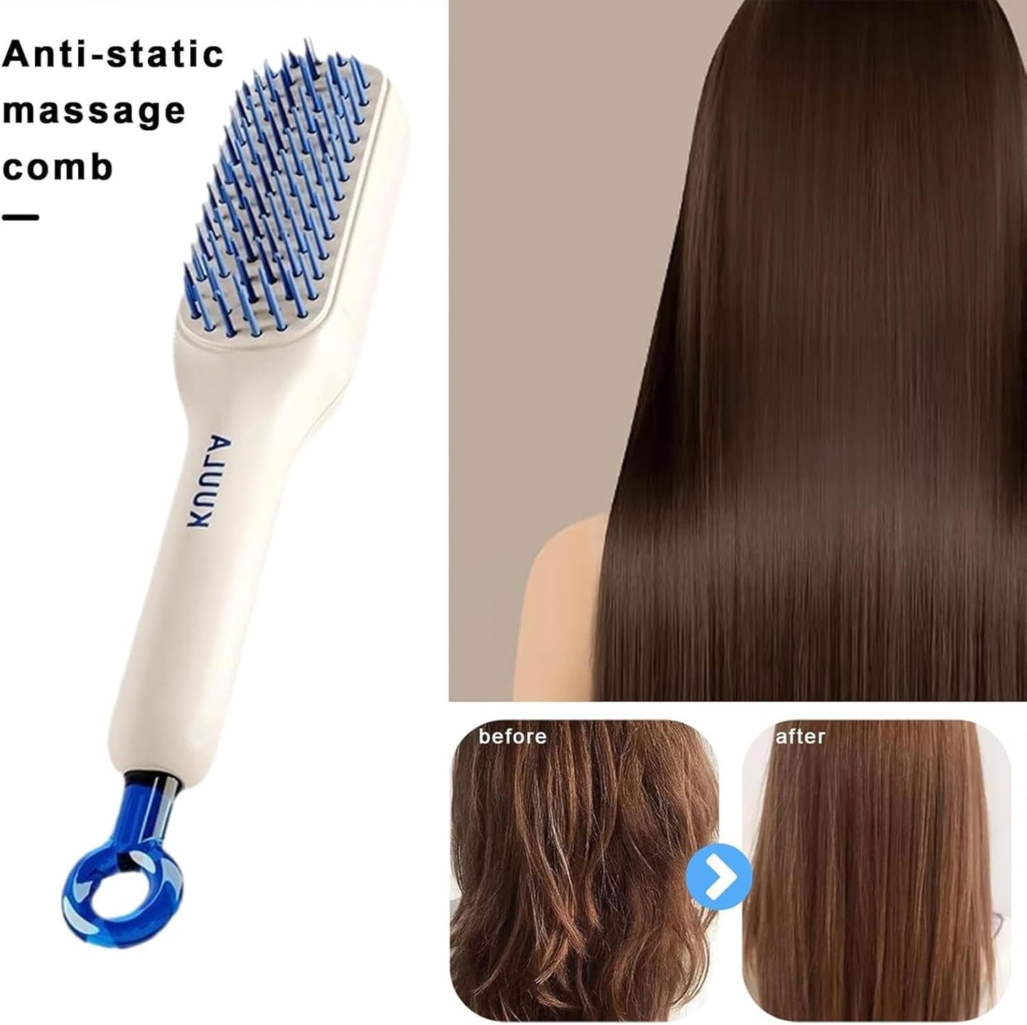 Self Cleaning Hair Brush, One-Click Cleaning Telescopic Hair Comb - Without box (Random Color)