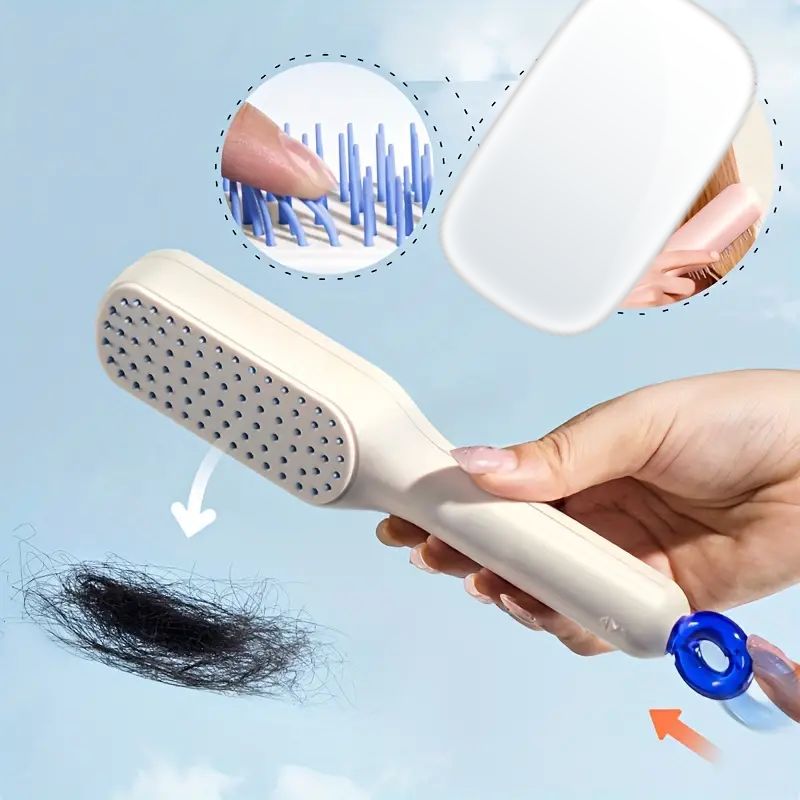 Self Cleaning Hair Brush, One-Click Cleaning Telescopic Hair Comb - Without box (Random Color)