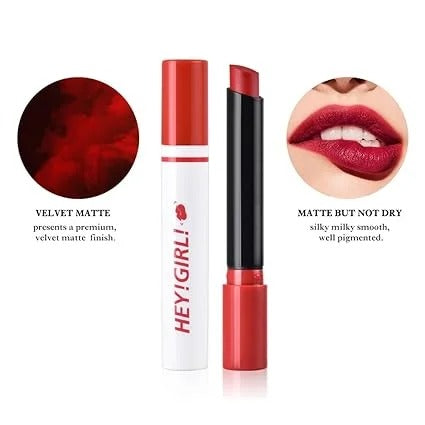 Heng Fang Hey Girl Lipstick Pack of 4 – Original Velvet Matte Lipsticks with Long Lasting Colors