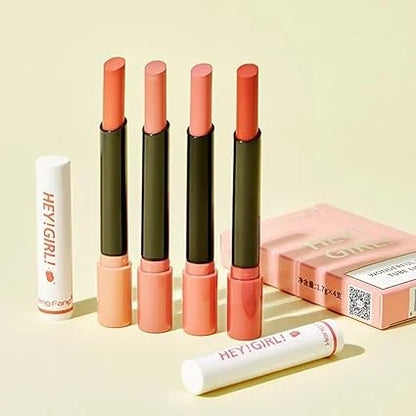 Heng Fang Hey Girl Lipstick Pack of 4 – Original Velvet Matte Lipsticks with Long Lasting Colors