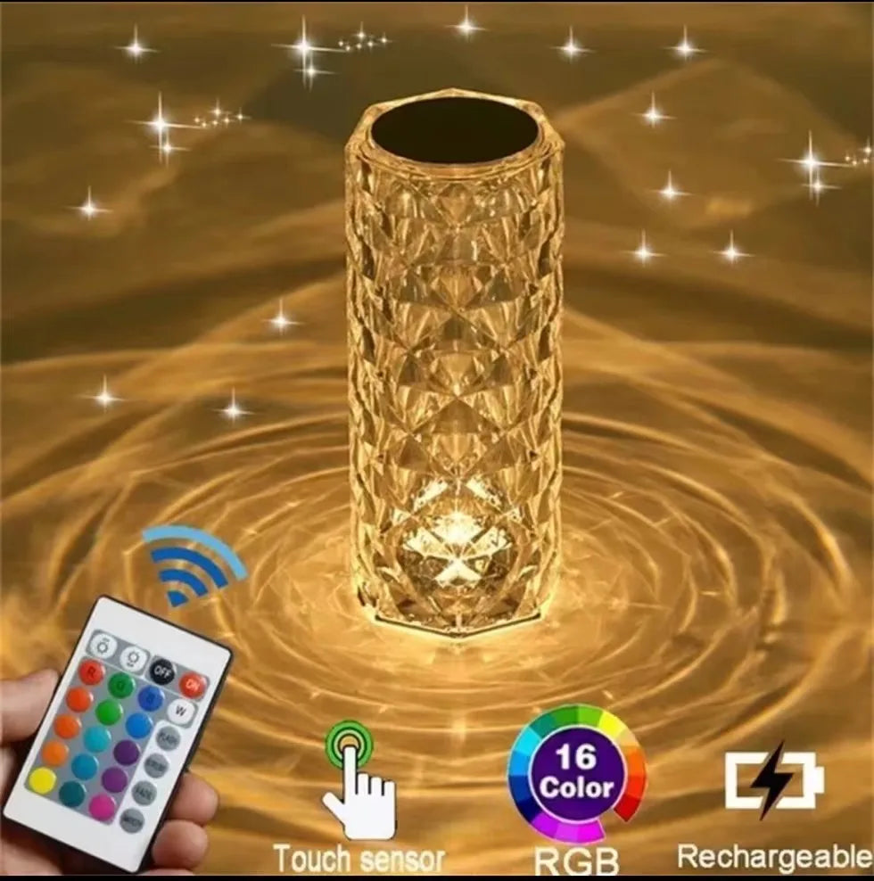 16 Colors Diamond Rose Crystal Lamp Bedside Acrylic Table Lamp | Led Diamond Touch Lamp With Remote