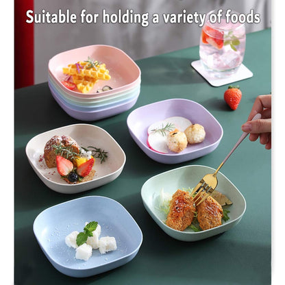 10pcs Plates Set With Holder (Random Colors) | Plates for feeding Kids in rainbow colors | Fruit Snacks Eco-Friendly Cutlery