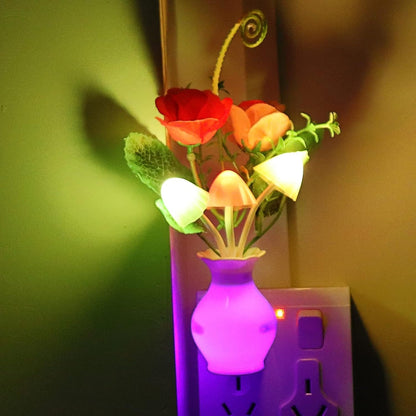 Mushroom LED Night Light For Home  (Random-Color)