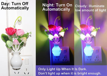 Mushroom LED Night Light For Home  (Random-Color)